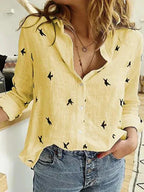 Stylish Long-Sleeve Cotton Blouse for Women