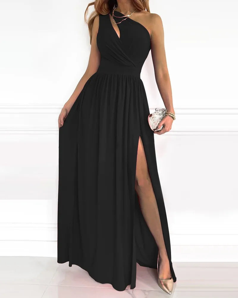 Elegant One-Shoulder Maxi Gown
