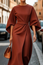 Grace | Elegant Dress with Lantern Sleeves and Belt
