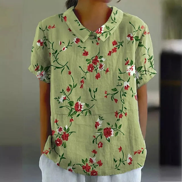 Floral Print Cotton Blouse