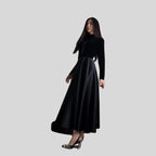 Elegant Velvet Turtleneck Dress with Flared Hem