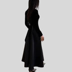 Elegant Velvet Turtleneck Dress with Flared Hem