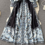 Floral A-Line Dress Featuring a Belted Waist