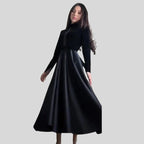 Elegant Velvet Turtleneck Dress with Flared Hem