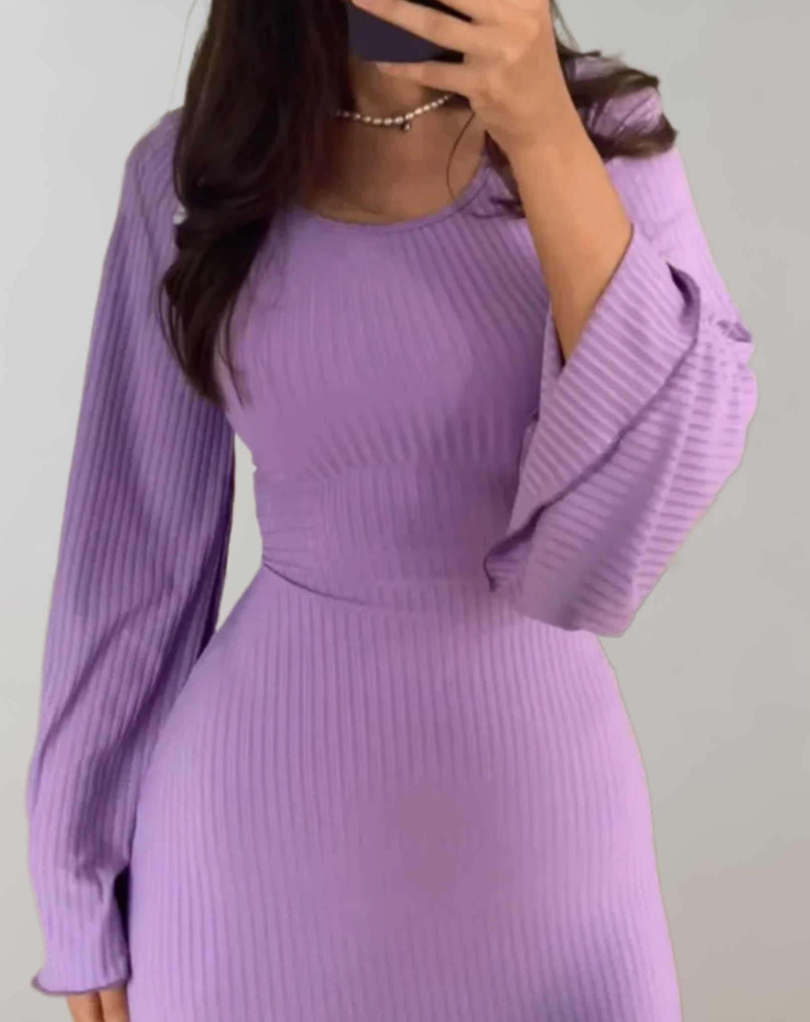 Women's Noemie Long Sleeve Bodycon Dress featuring Round Neckline