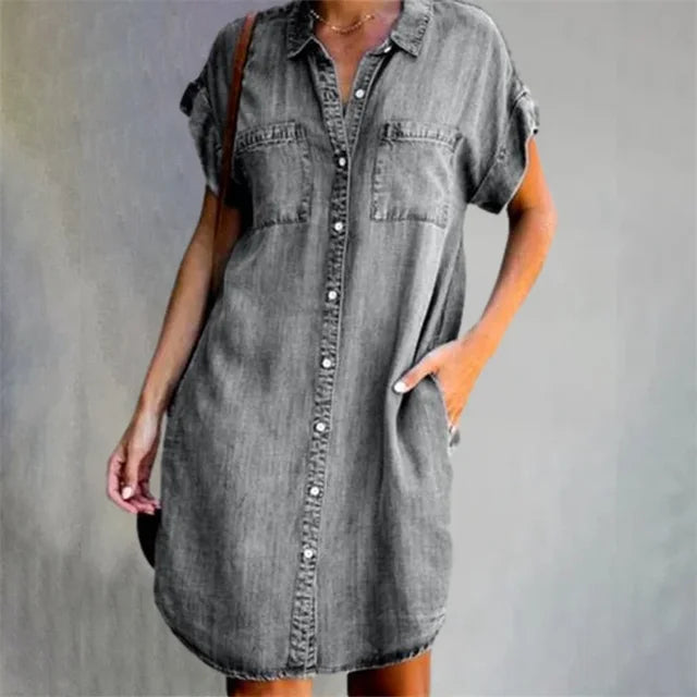 Summer Breeze Collection: Dagen Denim Dress" can be rewritten as "Dagen Denim Dress from the Summer Breeze Collection.