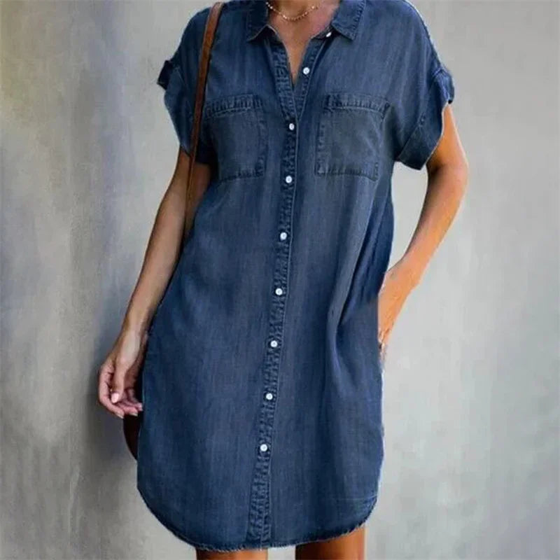Summer Breeze Collection: Dagen Denim Dress" can be rewritten as "Dagen Denim Dress from the Summer Breeze Collection.