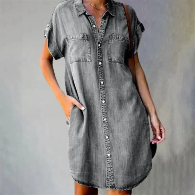 Summer Breeze Collection: Dagen Denim Dress" can be rewritten as "Dagen Denim Dress from the Summer Breeze Collection.