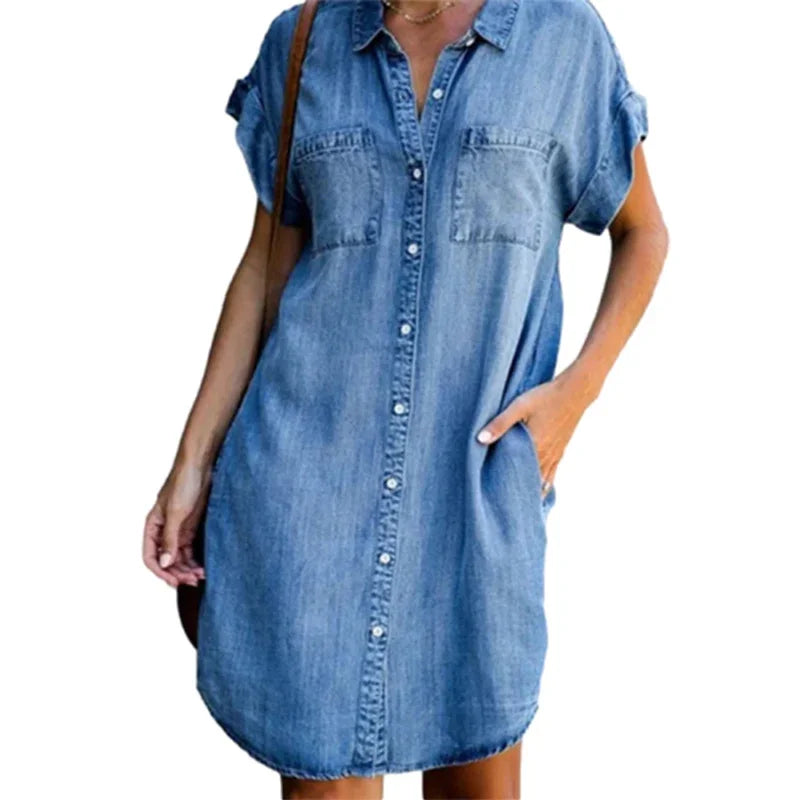 Summer Breeze Collection: Dagen Denim Dress" can be rewritten as "Dagen Denim Dress from the Summer Breeze Collection.