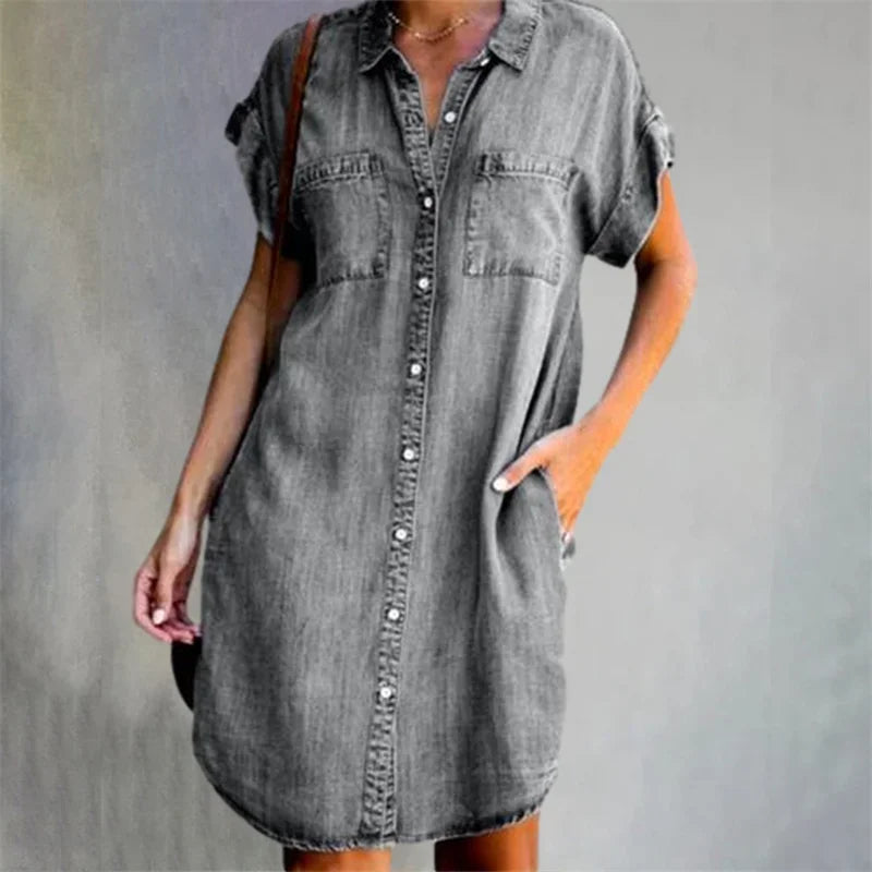 Summer Breeze Collection: Dagen Denim Dress" can be rewritten as "Dagen Denim Dress from the Summer Breeze Collection.