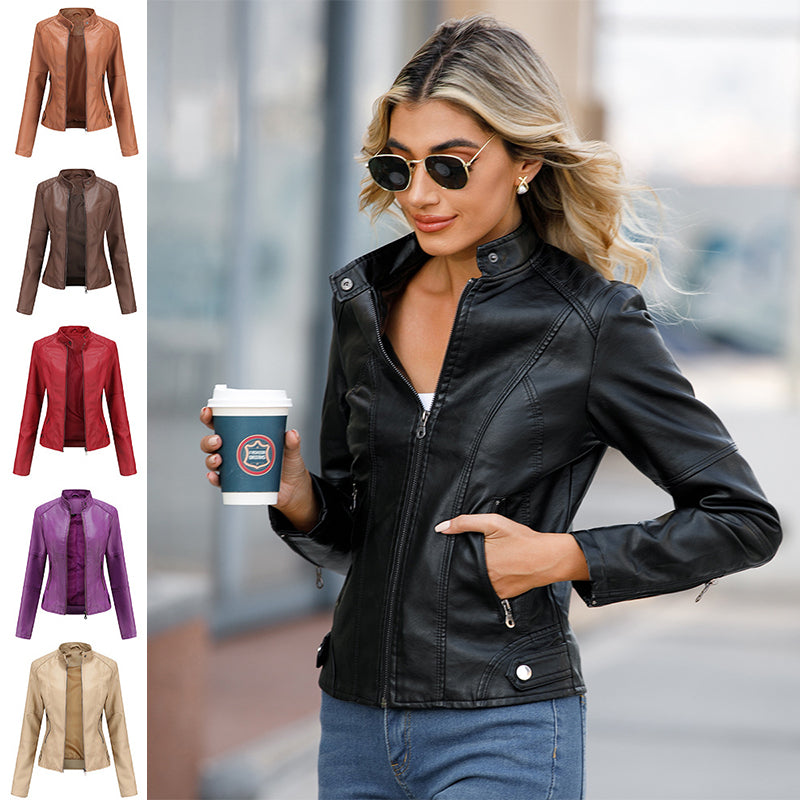 Collarless Biker Jacket