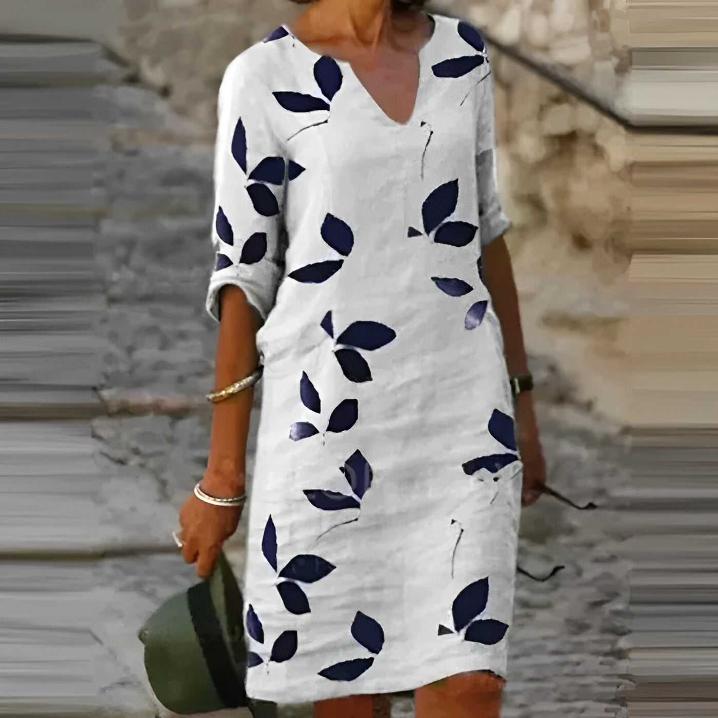 Delightful Women's Summer Dress Featuring Leaf Print
