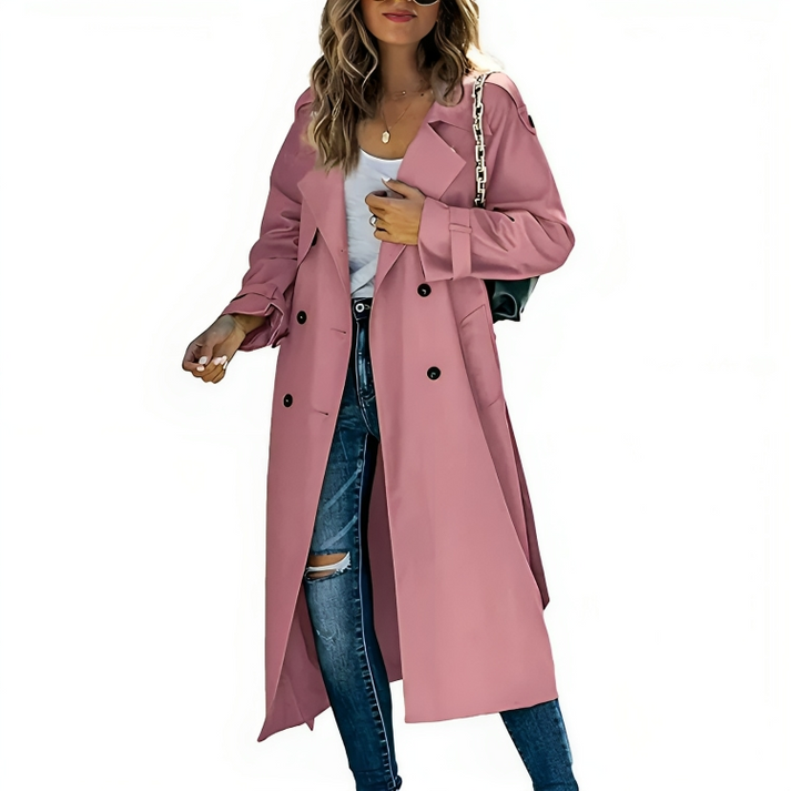 Stylish Double-Breasted Women's Trench Coat