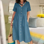 Ester Cotton Midi Dress" can be rephrased as "Ester Midi Dress Made from Cotton.