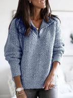 Caroline | Women’s Zip-Up Ribbed Sweater with Cozy Feel
