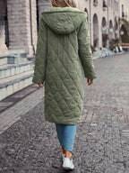 Long-Sleeve Hooded Quilted Cotton Coat