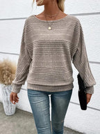 Relaxed Batwing Sleeve Round Neck Top