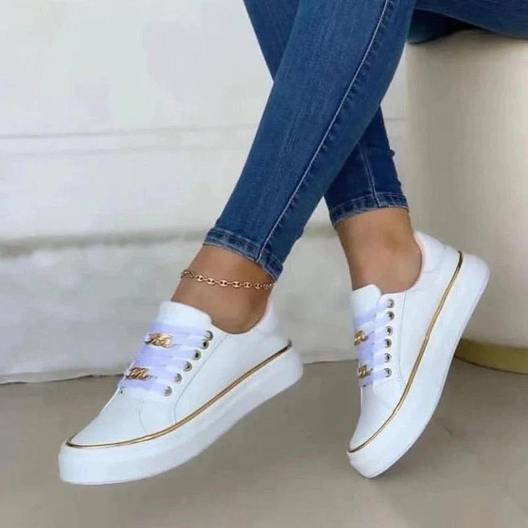 Stylish Women's Sneakers with Elegant Gold Accents