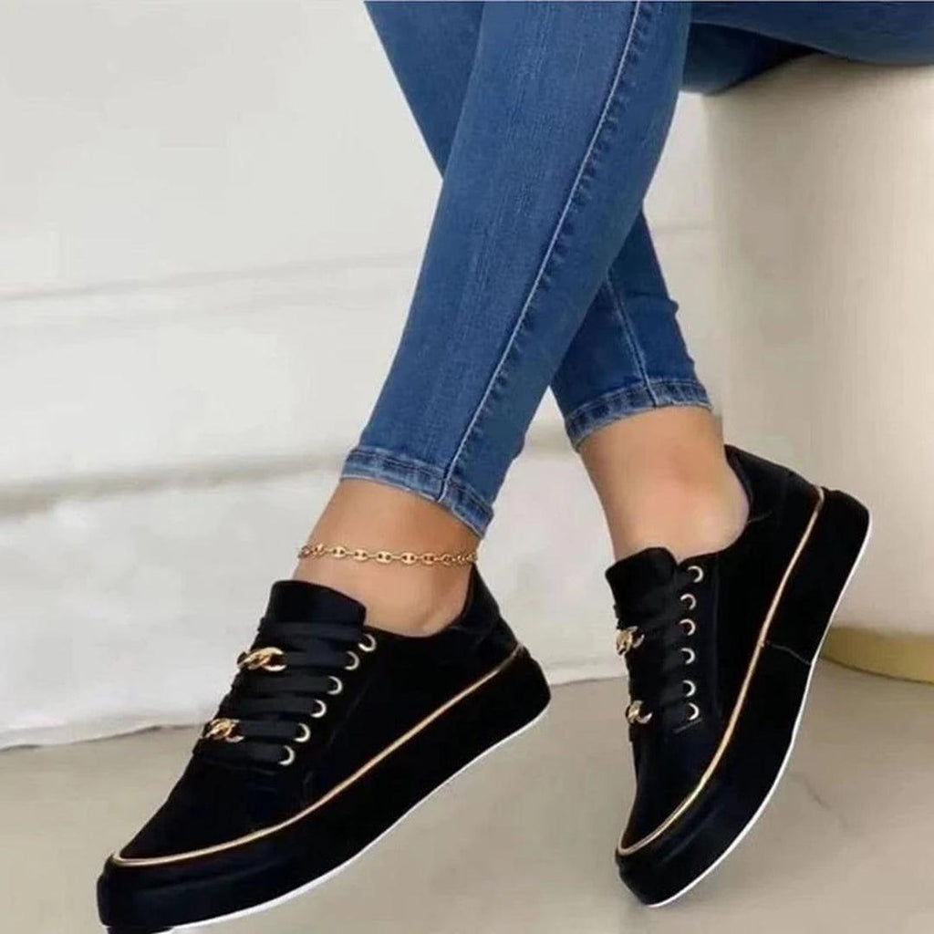 Stylish Women's Sneakers with Elegant Gold Accents