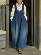 Women's Sleeveless Casual Loose Denim Vest Dress