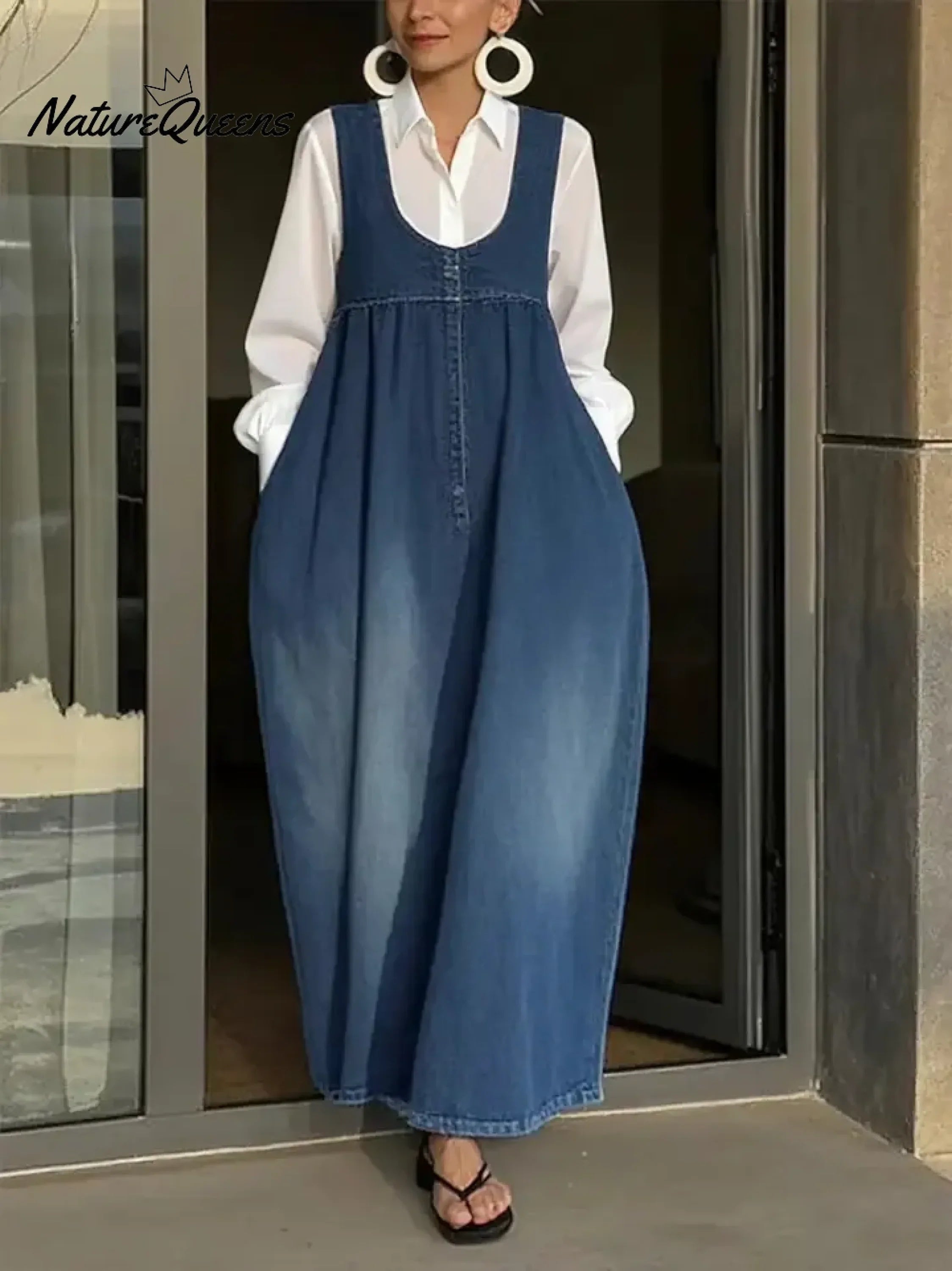 Women's Sleeveless Casual Loose Denim Vest Dress