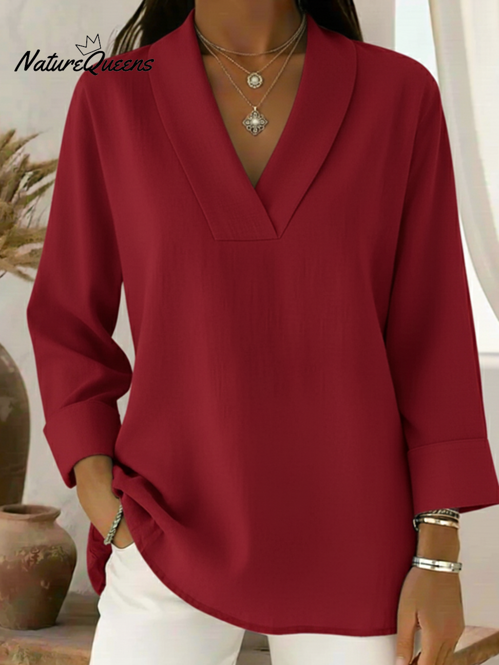 Vintage And Elegant Shawl Collar Linen Shirt