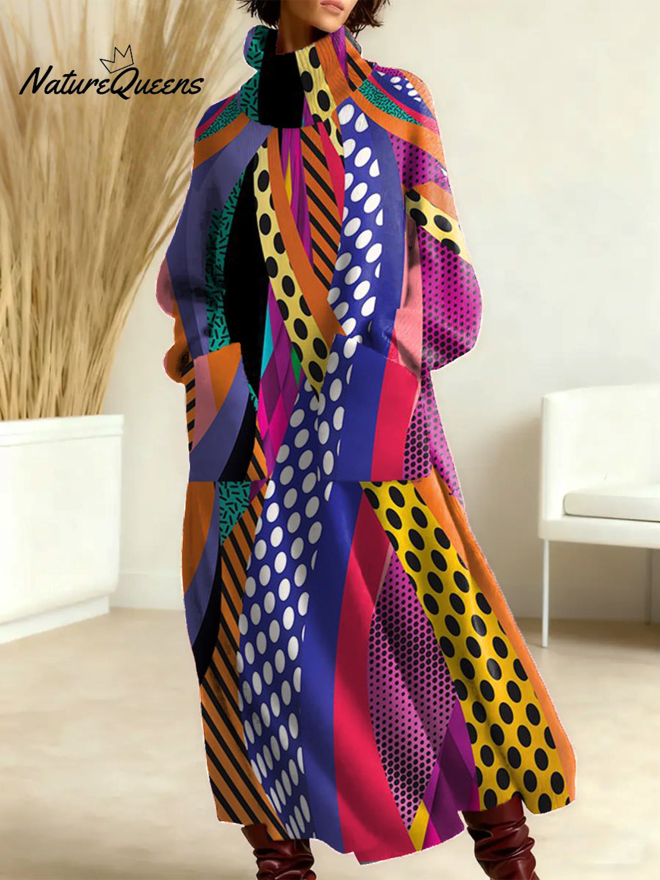 Women's Geometry Pattern Art Print Casual Cotton Knitted Dress