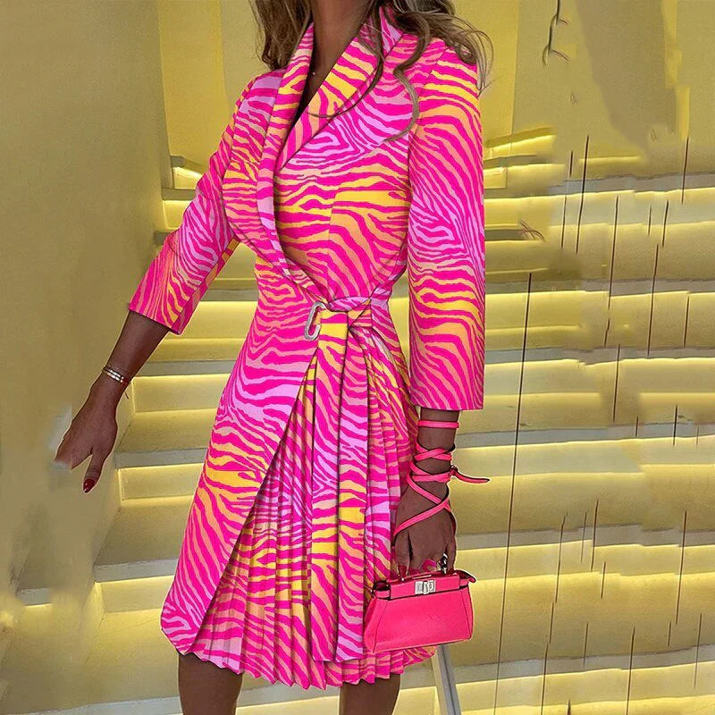 Stylish Notched Collar Blazer Dress